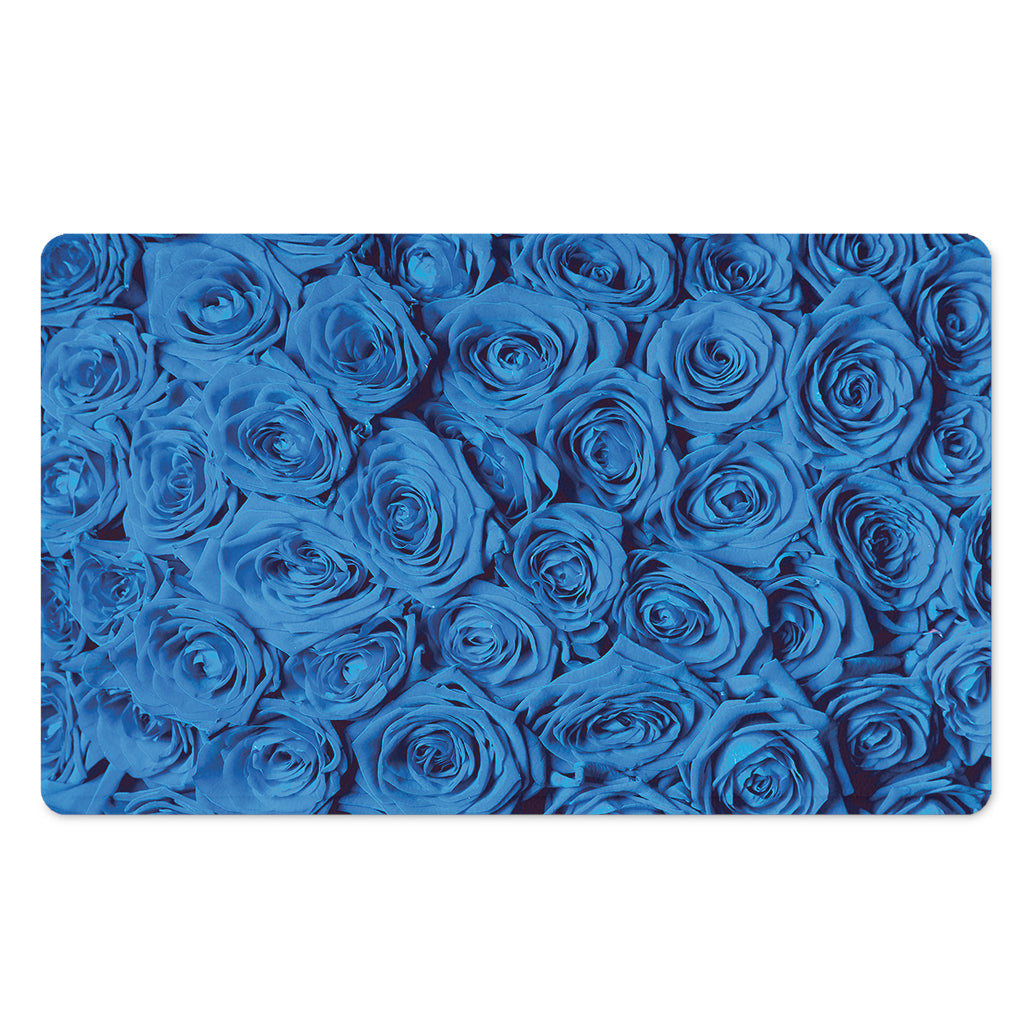 Blue Rose Print Polyester Doormat