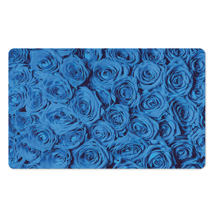 Blue Rose Print Polyester Doormat