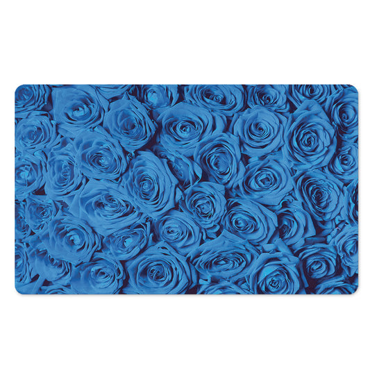 Blue Rose Print Polyester Doormat