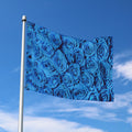 Blue Rose Print Polyester Flag