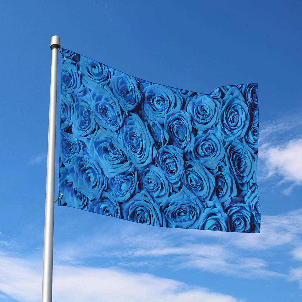 Blue Rose Print Polyester Flag