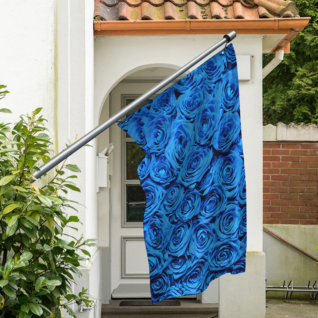 Blue Rose Print Polyester Flag
