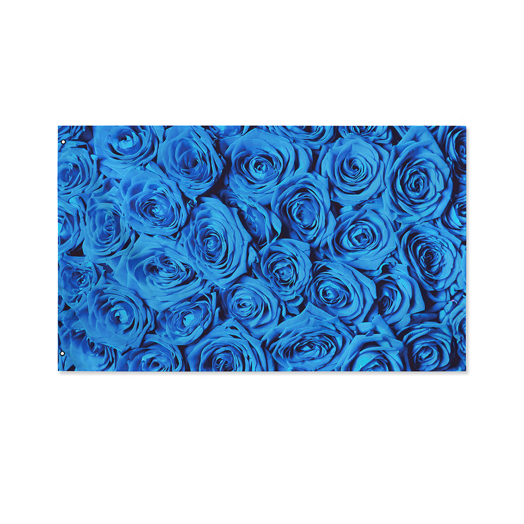 Blue Rose Print Polyester Flag