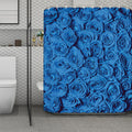 Blue Rose Print Polyester Shower Curtain
