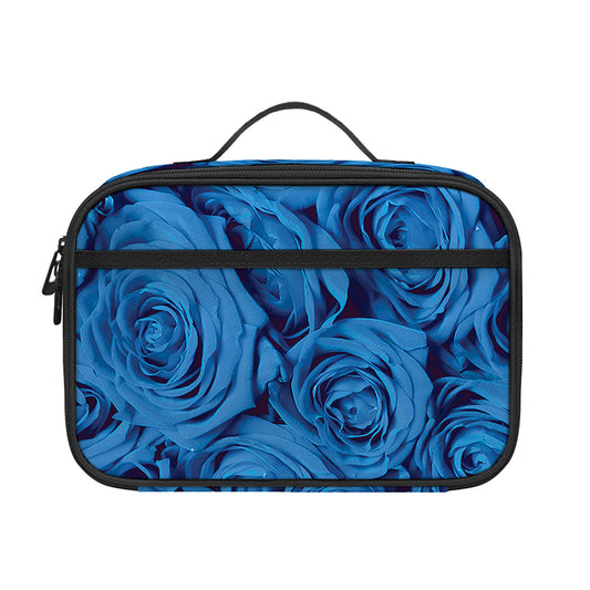 Blue Rose Print Portable Lunch Bag