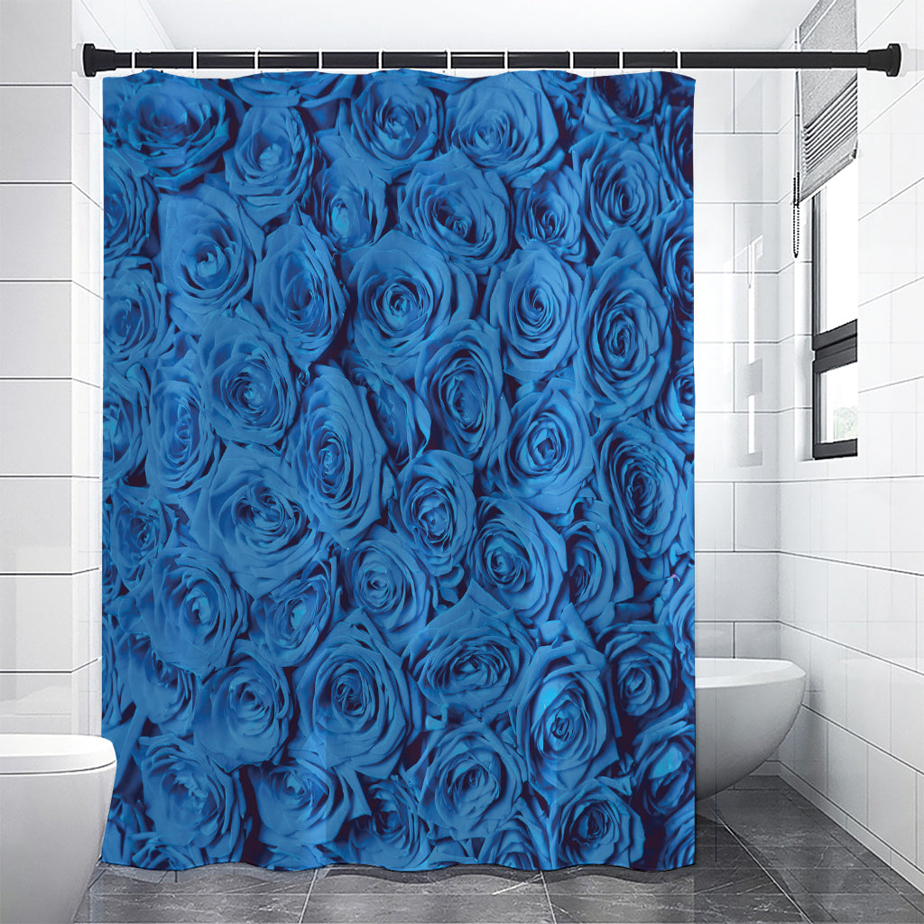 Blue Rose Print Premium Shower Curtain