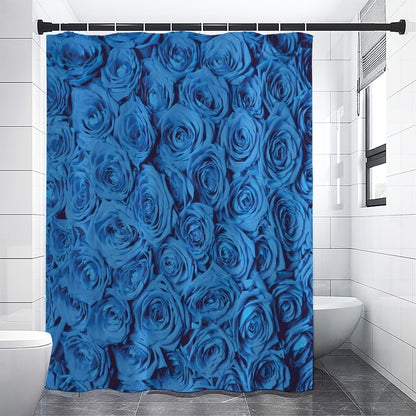 Blue Rose Print Premium Shower Curtain