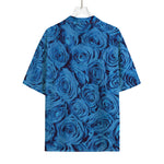 Blue Rose Print Rayon Hawaiian Shirt