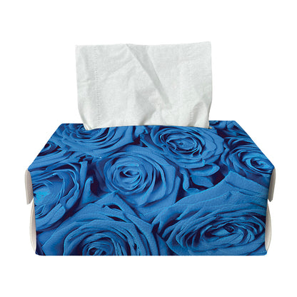 Blue Rose Print Rectangle Tissue Box Cover