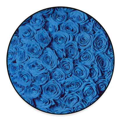 Blue Rose Print Round Floor Mat