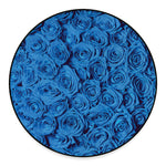 Blue Rose Print Round Floor Mat