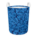 Blue Rose Print Round Laundry Basket