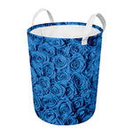Blue Rose Print Round Laundry Basket