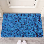 Blue Rose Print Rubber Doormat