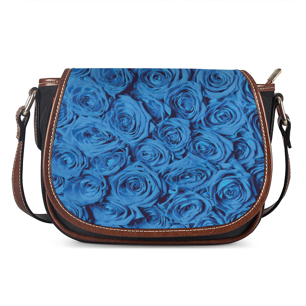 Blue Rose Print Saddle Bag