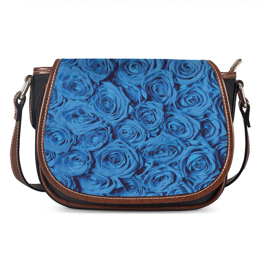 Blue Rose Print Saddle Bag