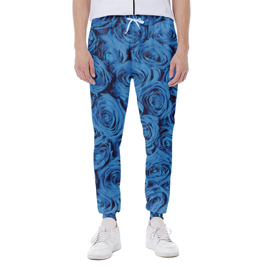 Blue Rose Print Scuba Joggers