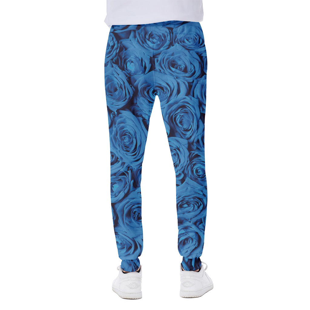 Blue Rose Print Scuba Joggers