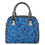 Blue Rose Print Shoulder Handbag