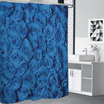 Blue Rose Print Shower Curtain