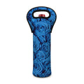 Blue Rose Print Single Neoprene Wine Tote