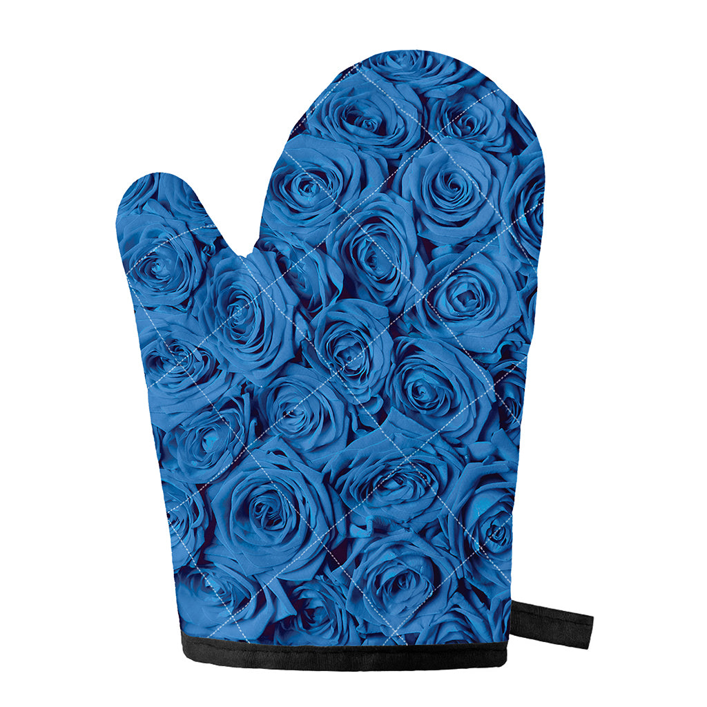 Blue Rose Print Single Oven Mitt