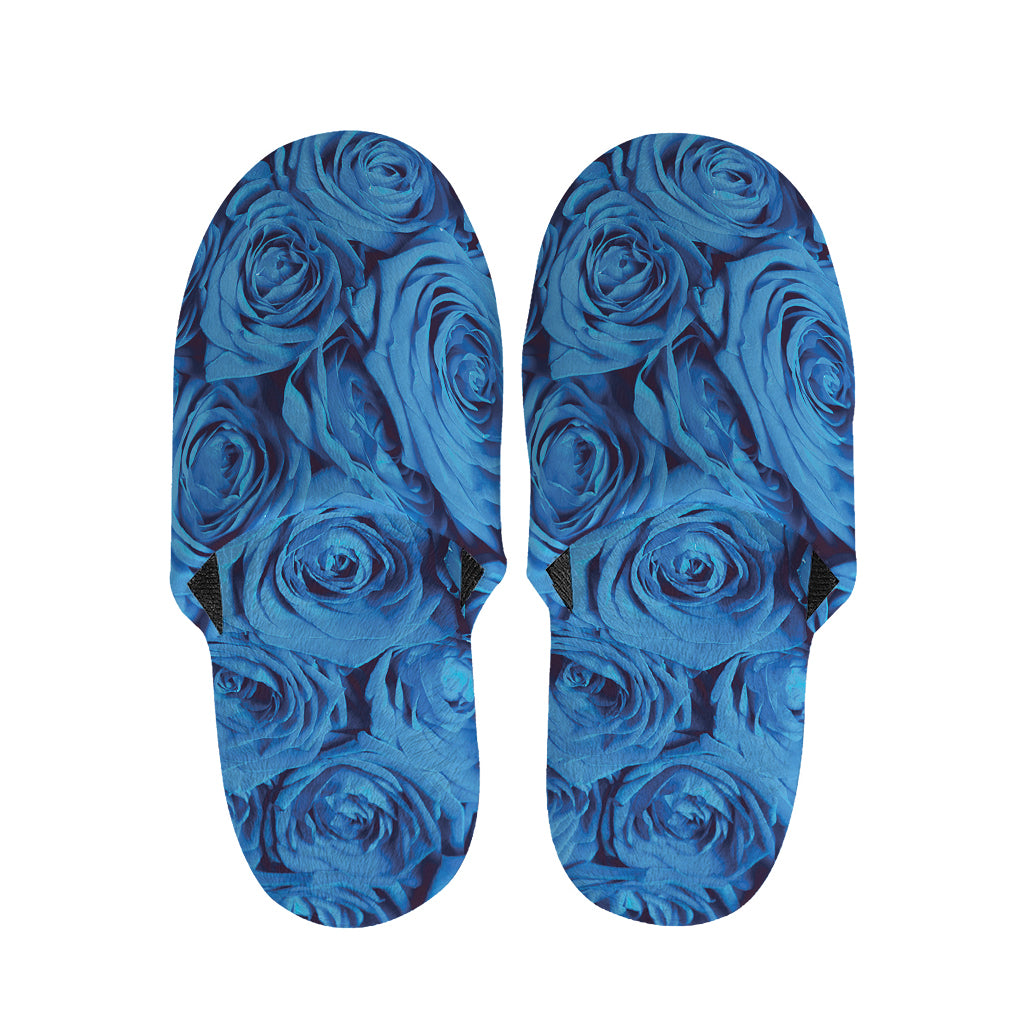 Blue Rose Print Slippers