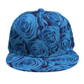Blue Rose Print Snapback Cap