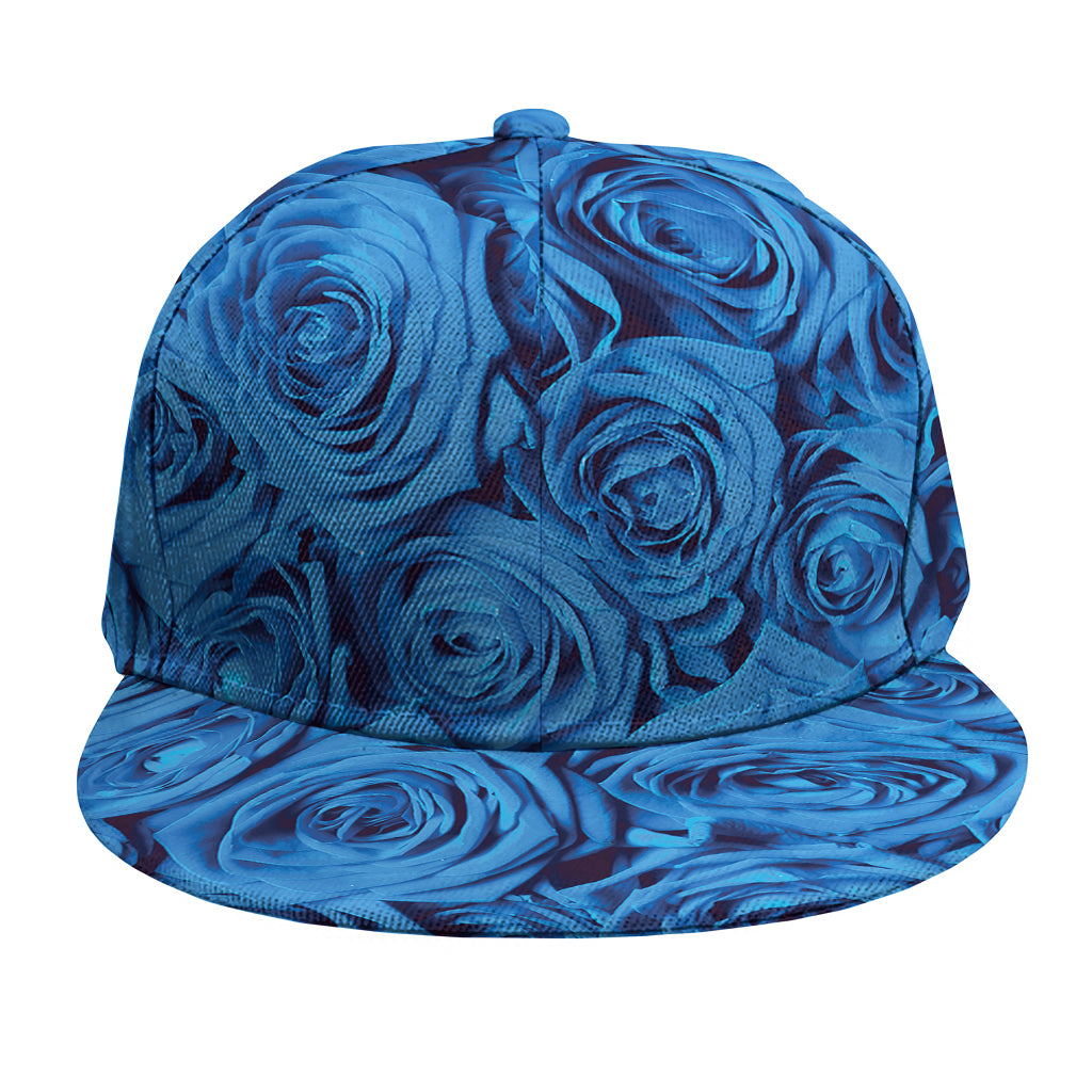 Blue Rose Print Snapback Cap