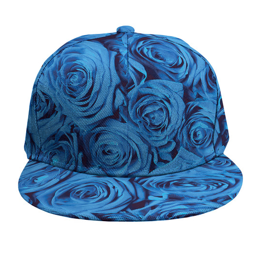 Blue Rose Print Snapback Cap