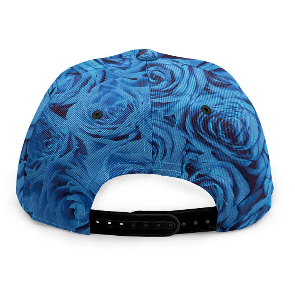 Blue Rose Print Snapback Cap