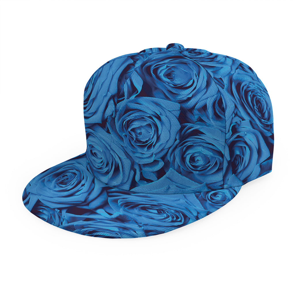 Blue Rose Print Snapback Cap