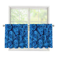 Blue Rose Print Tier Curtains