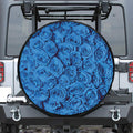 Blue Rose Print Tire Cover
