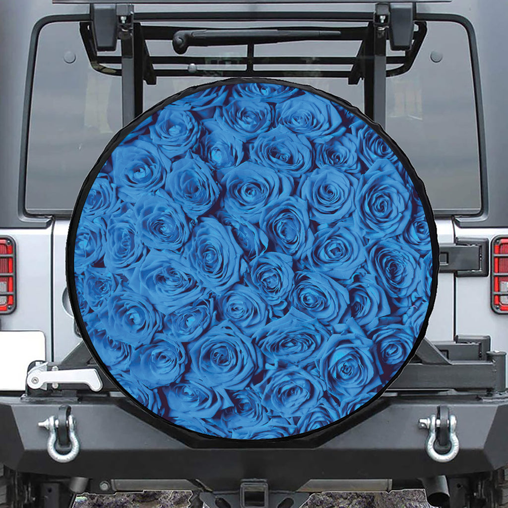 Blue Rose Print Tire Cover