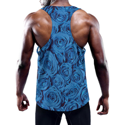 Blue Rose Print Training Tank Top