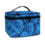 Blue Rose Print Travel Makeup Bag