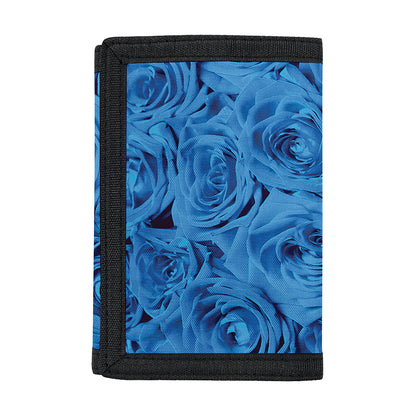 Blue Rose Print Trifold Wallet