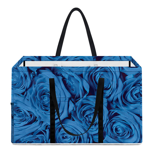Blue Rose Print Utility Tote Bag