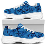 Blue Rose Print White Chunky Shoes