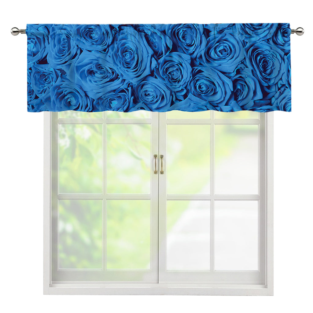 Blue Rose Print Window Valance