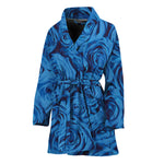 Blue Rose Print Women's Bathrobe