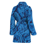 Blue Rose Print Women's Bathrobe