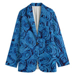 Blue Rose Print Women's Blazer