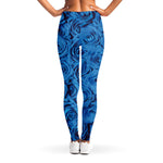 Blue Rose Print Women's Leggings