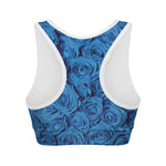 Blue Rose Print Women's Sports Bra