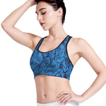 Blue Rose Print Women's Sports Bra