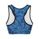 Blue Rose Print Women's Sports Bra