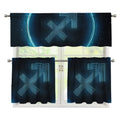 Blue Sagittarius Zodiac Sign Print 3 Piece Kitchen Curtains