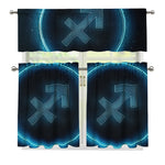 Blue Sagittarius Zodiac Sign Print 3 Piece Kitchen Curtains